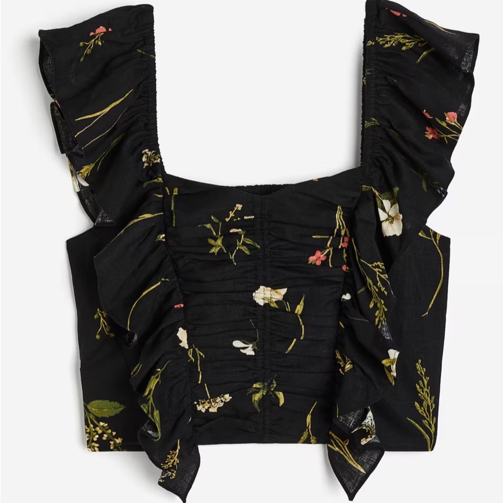 H&M Linen Blend Cropped Blouse